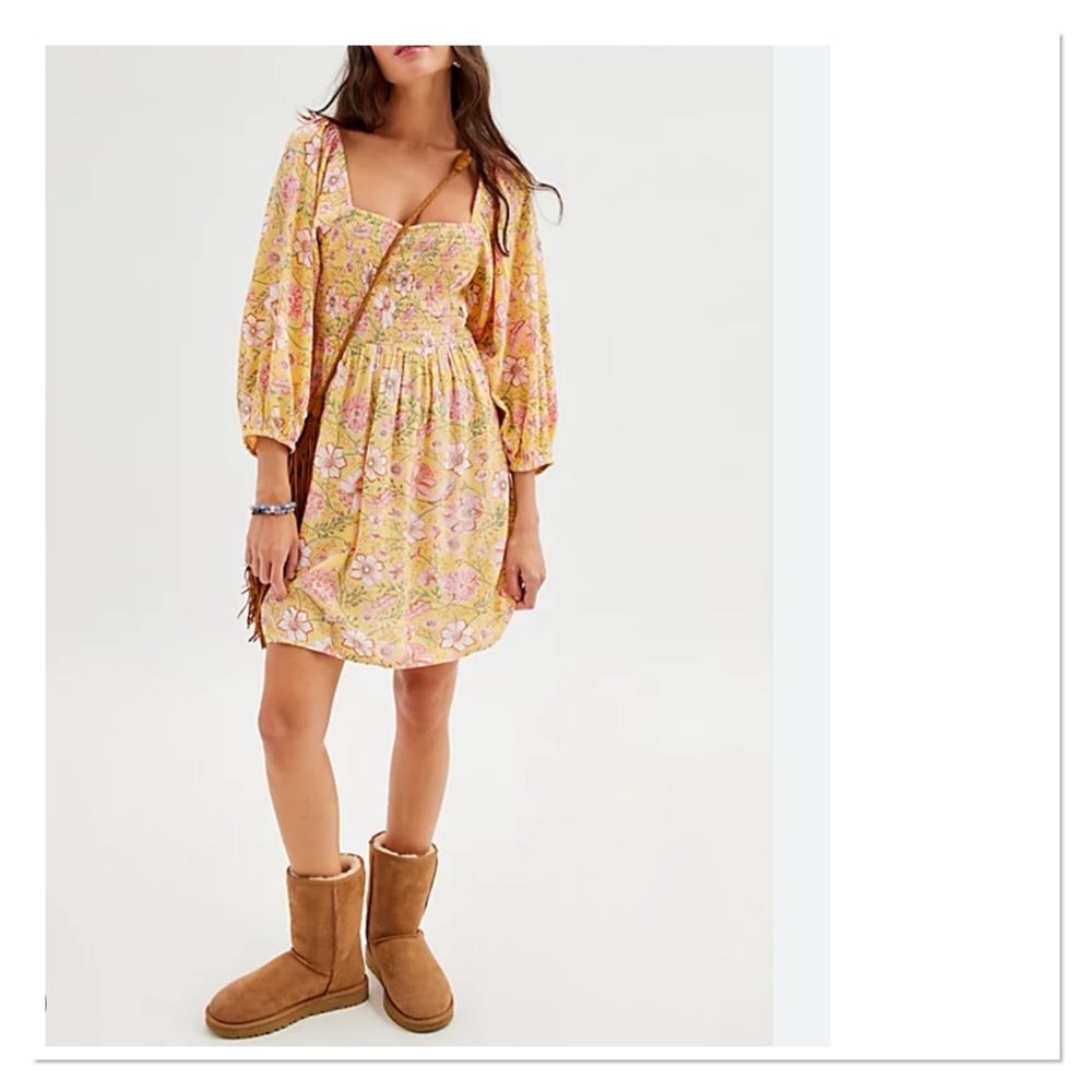 BILLABONG 'Paradise Days' Yellow Floral Mini Dress NWT